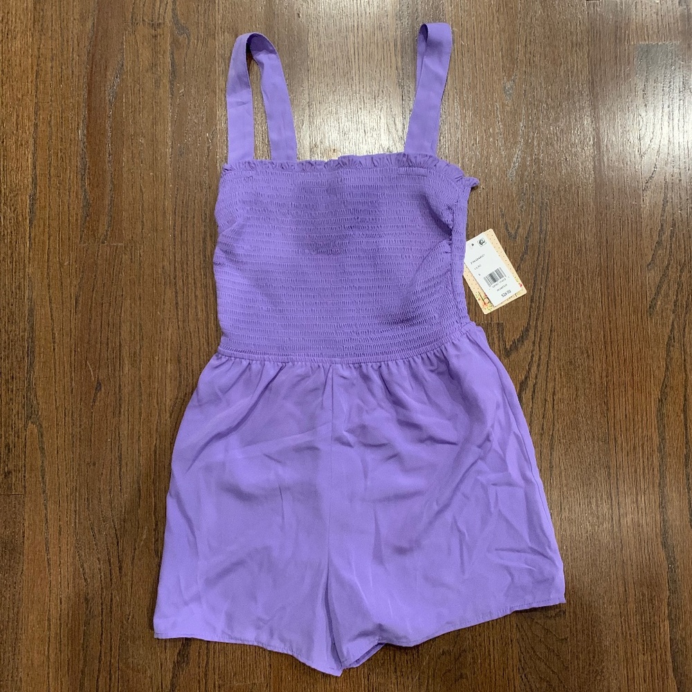 Girls Small Purple Summer Smocked Romper
